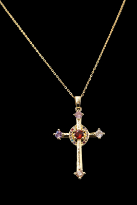 Picture of Women's cross necklace with white zircons