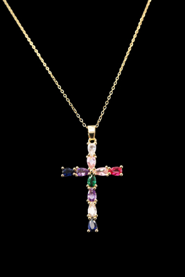 Picture of Cross necklace with zircon stones