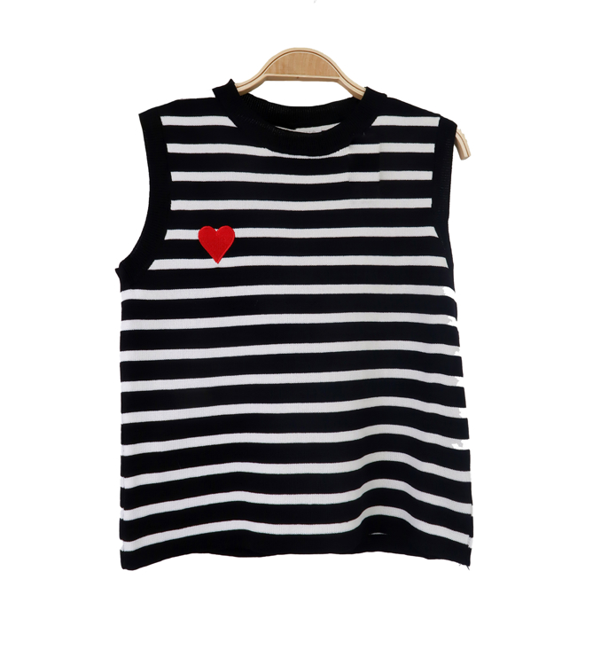 Εικόνα της Γυναικείο αμάνικο μπλουζάκι με καρδιά και ρίγες