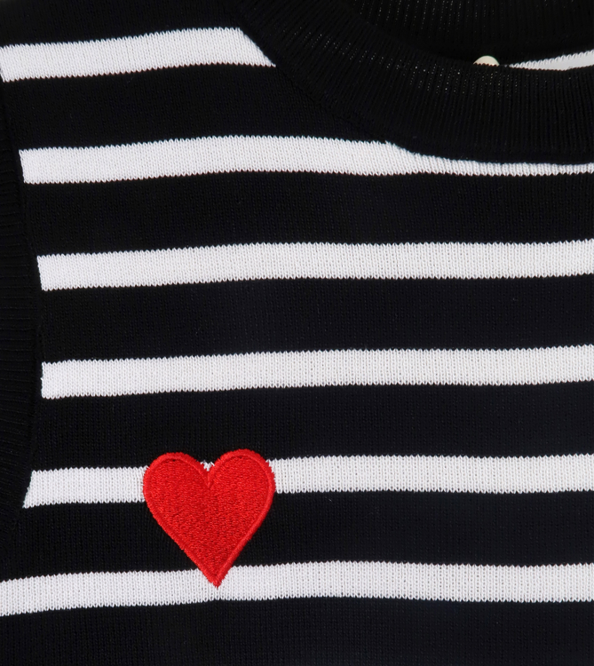 Εικόνα της Γυναικείο αμάνικο μπλουζάκι με καρδιά και ρίγες