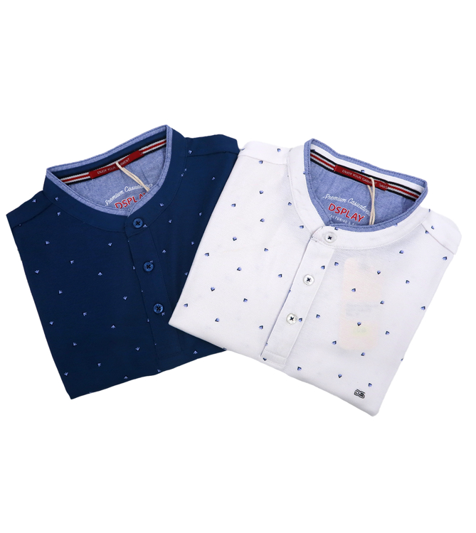 Picture of DSPLAY ανδρική μπλούζα πικέ με κουμπιά και βελάκια σχέδιο